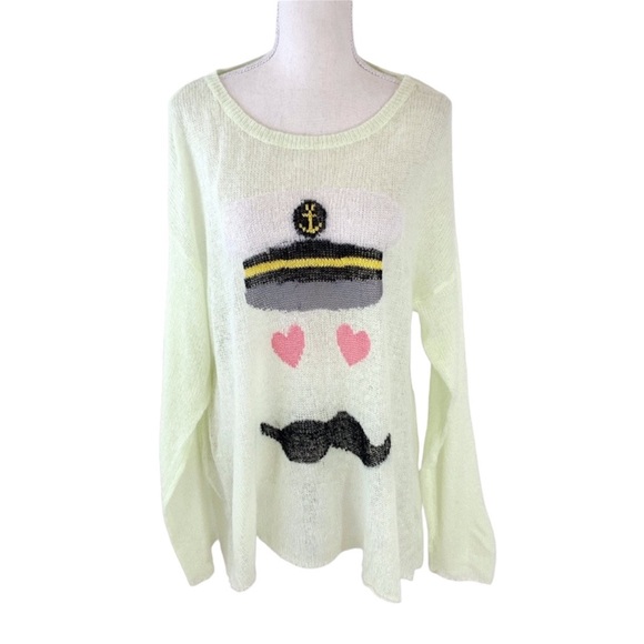 Wildfox Captain Roadie Sour Lime Pullover Size XS - Picture 4 of 11